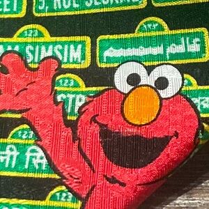 Rare Sesame Street Elmo Green Tie By Wolfmark 100% Silk Hand Made